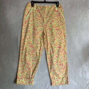 TALBOTS Cropped Pants Womens Size 10 Stretch Multicolor Floral Pants Mid Rise